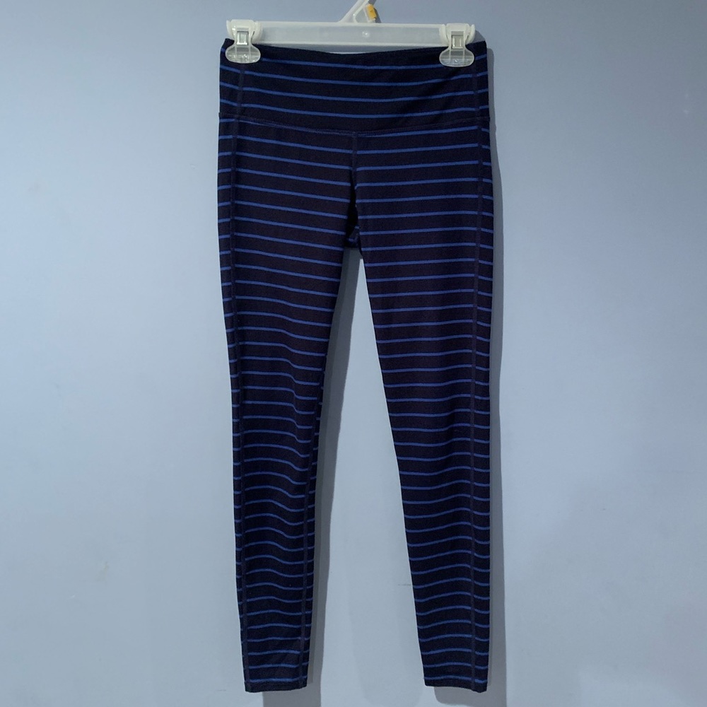 Athleta Blue Striped Chaturanga Leggings Tights - Picture 3 of 8